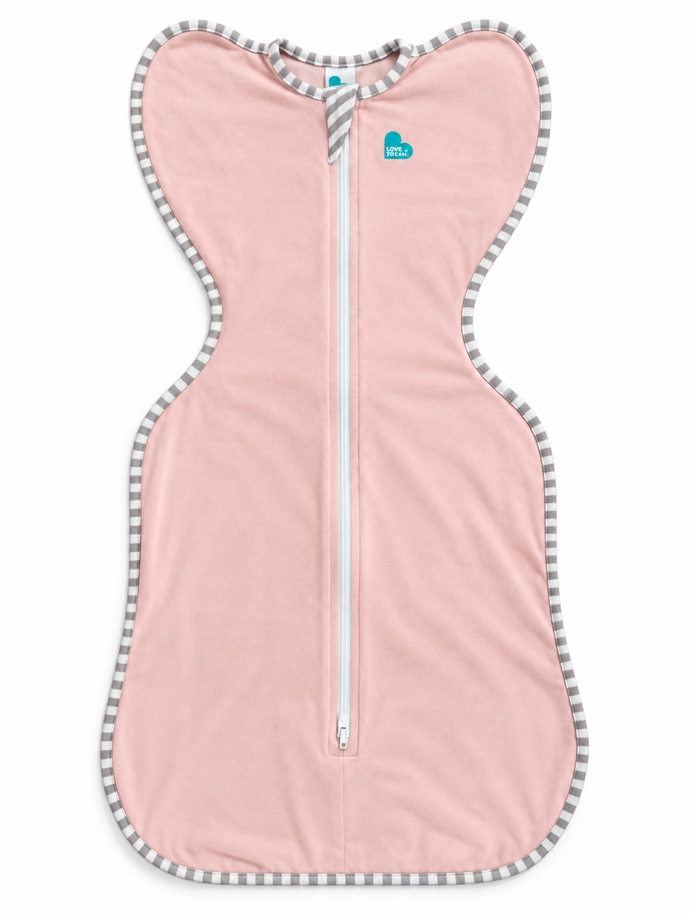 Love to dream Pink Swaddle Sleep Sack with Gray Stripe Trim